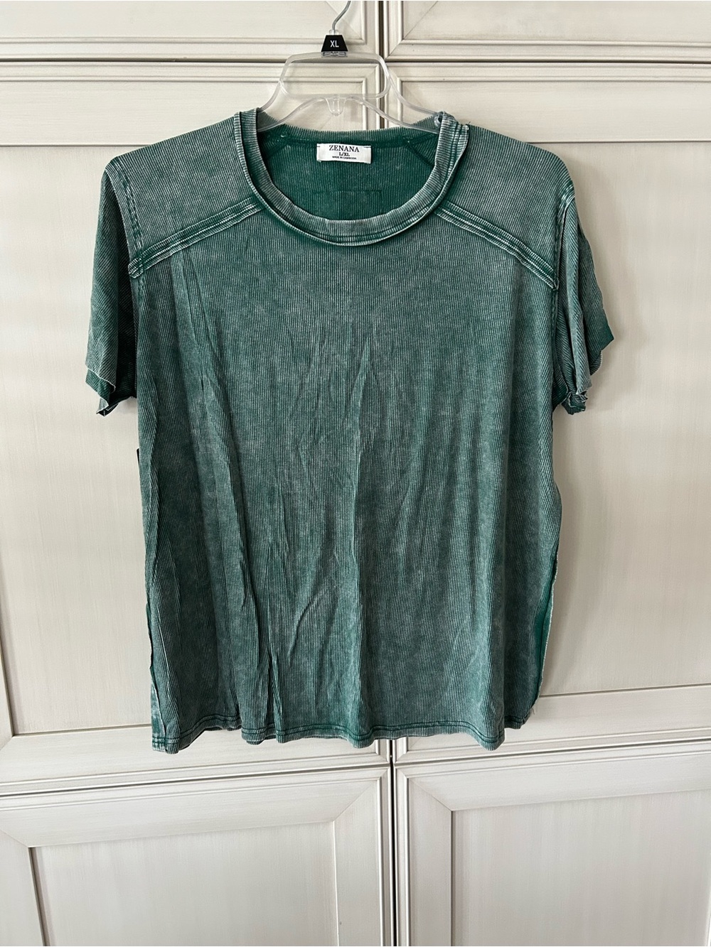 Zenana Outfitters Vintage Washed Ash Jade Short Sleeve Crewneck